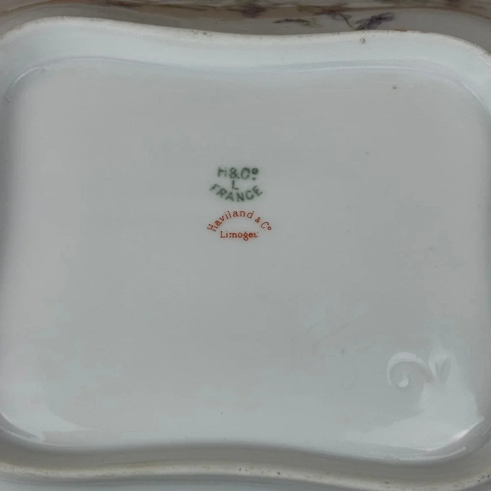 Antique Haviland & Co Limoges 1895 Violet Floral Rectangular Serving Dish France